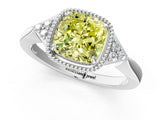 White gold Fancy Yellow Cushion Cut Diamond Halo Ring with Tapered Band and Four-Prong Setting_32