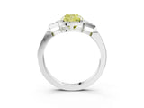 White gold Fancy Yellow Cushion Cut Diamond Halo Ring with Tapered Band and Four-Prong Setting_34