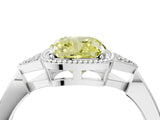 White gold Fancy Yellow Cushion Cut Diamond Halo Ring with Tapered Band and Four-Prong Setting_35