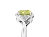 White gold Fancy Yellow Cushion Cut Diamond Halo Ring with Tapered Band and Four-Prong Setting_36
