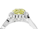 White gold Fancy Yellow Cushion Cut Diamond Halo Ring with Vintage Split Shank and Four-Prong Setting_113