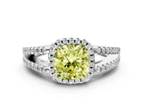 White gold Fancy Yellow Cushion Cut Diamond Halo Split Shank Engagement Ring_75