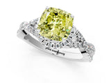 White gold Fancy Yellow Cushion Cut Diamond  Halo Twist Band Solitaire Prong Setting Ring_26