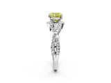 White gold Fancy Yellow Cushion Cut Diamond  Halo Twist Band Solitaire Prong Setting Ring_27