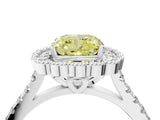 White gold Fancy Yellow Cushion  Cut Diamond Milgrain Floral Halo Engagement Ring with Pavé Band_19
