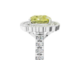 White gold Fancy Yellow Cushion  Cut Diamond Milgrain Floral Halo Engagement Ring with Pavé Band_20