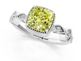 White gold Fancy Yellow Cushion  Cut Diamond Milgrain Marquise Band with Prong Setting_4