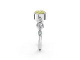 White gold Fancy Yellow Cushion  Cut Diamond Milgrain Marquise Band with Prong Setting_5