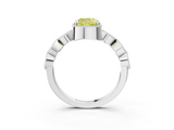 White gold Fancy Yellow Cushion  Cut Diamond Milgrain Marquise Band with Prong Setting_6