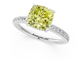 White gold Fancy Yellow Cushion  Cut Diamond Pavé Band Ring with Four-Prong Setting_43