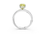 White gold Fancy Yellow Cushion  Cut Diamond Pavé Band Ring with Four-Prong Setting_45