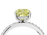 White gold Fancy Yellow Cushion  Cut Diamond Pavé Band Ring with Four-Prong Setting_46