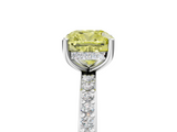 White gold Fancy Yellow Cushion  Cut Diamond Pavé Band Ring with Four-Prong Setting_46