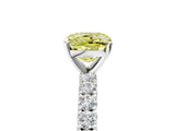 White gold Fancy Yellow Cushion Cut Diamond Pavé Band Solitaire Ring with Prong Setting_88