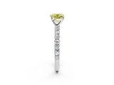 White gold Fancy Yellow Cushion Cut Diamond Pavé Band Solitaire Ring with Prong Setting_90