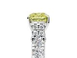 White gold Fancy Yellow Cushion  Cut Diamond Pavé Band Solitaire with Four-Prong Setting_20
