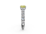 White gold Fancy Yellow Cushion  Cut Diamond Pavé Band Solitaire with Four-Prong Setting_5