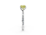 White gold Fancy Yellow Cushion  Cut Diamond Pavé Band Solitaire with Four-Prong Setting_5