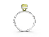 White gold Fancy Yellow Cushion  Cut Diamond Pavé Band Solitaire with Four-Prong Setting_6