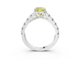 White gold Fancy Yellow Cushion  Cut Diamond Pavé Band Solitaire with Four-Prong Setting_6