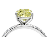 White gold Fancy Yellow Cushion  Cut Diamond Pavé Band Solitaire with Four-Prong Setting_7
