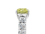 White gold Fancy Yellow Cushion  Cut Diamond Pavé Band Solitaire with Four-Prong Setting_8