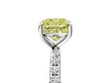 White gold Fancy Yellow Cushion  Cut Diamond Pavé Band Solitaire with Four-Prong Setting_8