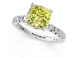 White gold Fancy Yellow Cushion  Cut Diamond Pavé Band with Four-Prong Setting_13