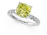 White gold Fancy Yellow Cushion  Cut Diamond Pavé Band with Four-Prong Setting_17