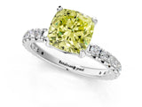 White gold Fancy Yellow Cushion  Cut Diamond Pavé Band with Four-Prong Setting_38