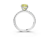 White gold Fancy Yellow Cushion  Cut Diamond Pavé Band with Four-Prong Setting_40