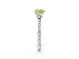 White gold Fancy Yellow Cushion Cut Diamond Pavé Engagement Ring with Round  Accents and Prong Setting_130