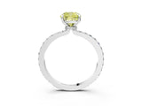 White gold Fancy Yellow Cushion Cut Diamond Pavé Engagement Ring with Round  Accents and Prong Setting_131
