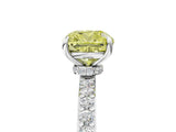 White gold Fancy Yellow Cushion Cut Diamond Pavé Engagement Ring with Round  Accents and Prong Setting_133