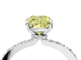 White gold Fancy Yellow Cushion Cut Diamond Pavé Engagement Ring with Round  Accents and Prong Setting_135