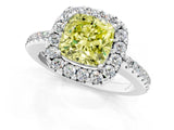 White gold Fancy Yellow Cushion Cut Diamond Pavé Halo Ring with Four-Prong Setting_61