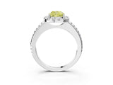 White gold Fancy Yellow Cushion Cut Diamond Pavé Halo Ring with Four-Prong Setting_63