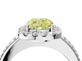 White gold Fancy Yellow Cushion Cut Diamond Pavé Halo Ring with Four-Prong Setting_64