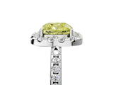 White gold Fancy Yellow Cushion Cut Diamond Pavé Halo Ring with Four-Prong Setting_65