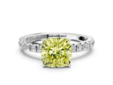 White gold Fancy Yellow Cushion Cut Diamond Pavé Solitaire Engagement Ring with Four-Prong Setting_83