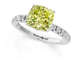 White gold Fancy Yellow Cushion Cut Diamond Pavé Solitaire Engagement Ring with Four-Prong Setting_84