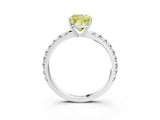 White gold Fancy Yellow Cushion Cut Diamond Pavé Solitaire Engagement Ring with Four-Prong Setting_86