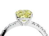 White gold Fancy Yellow Cushion Cut Diamond Pavé Solitaire Engagement Ring with Four-Prong Setting_87