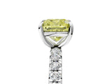 White gold Fancy Yellow Cushion Cut Diamond Pavé Solitaire Ring with Round Band and Prong Setting_18