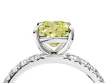 White gold Fancy Yellow Cushion Cut Diamond Pavé Solitaire Ring with Round Band and Prong Setting_41