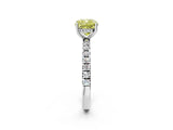 White gold Fancy Yellow Cushion Cut Diamond Pave Band Solitaire Ring with Round  and Prong Setting_133