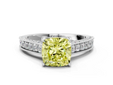 White gold Fancy Yellow Cushion  Cut Diamond Pave Band with Four-Prong Setting_18