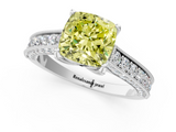 White gold Fancy Yellow Cushion  Cut Diamond Pave Band with Four-Prong Setting_19