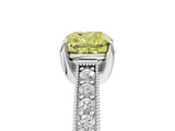 White gold Fancy Yellow Cushion  Cut Diamond Pave Band with Four-Prong Setting_23