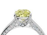 White gold Fancy Yellow Cushion  Cut Diamond Pave Band with Four-Prong Setting_24